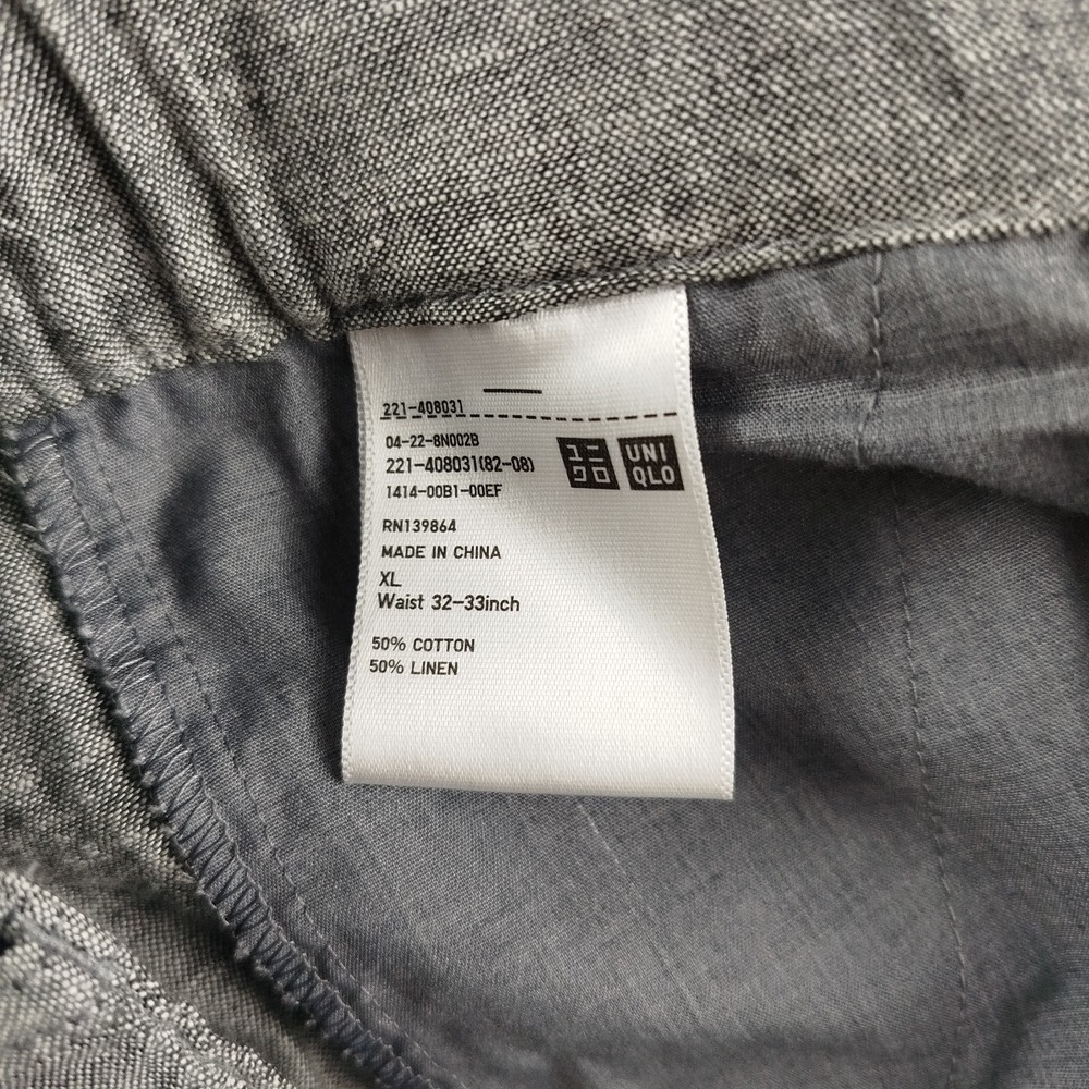 NWOT UNIQLO Chino Pants Men's XL Gray Linen Blend Chambray Flat Front - Picture 3 of 10
